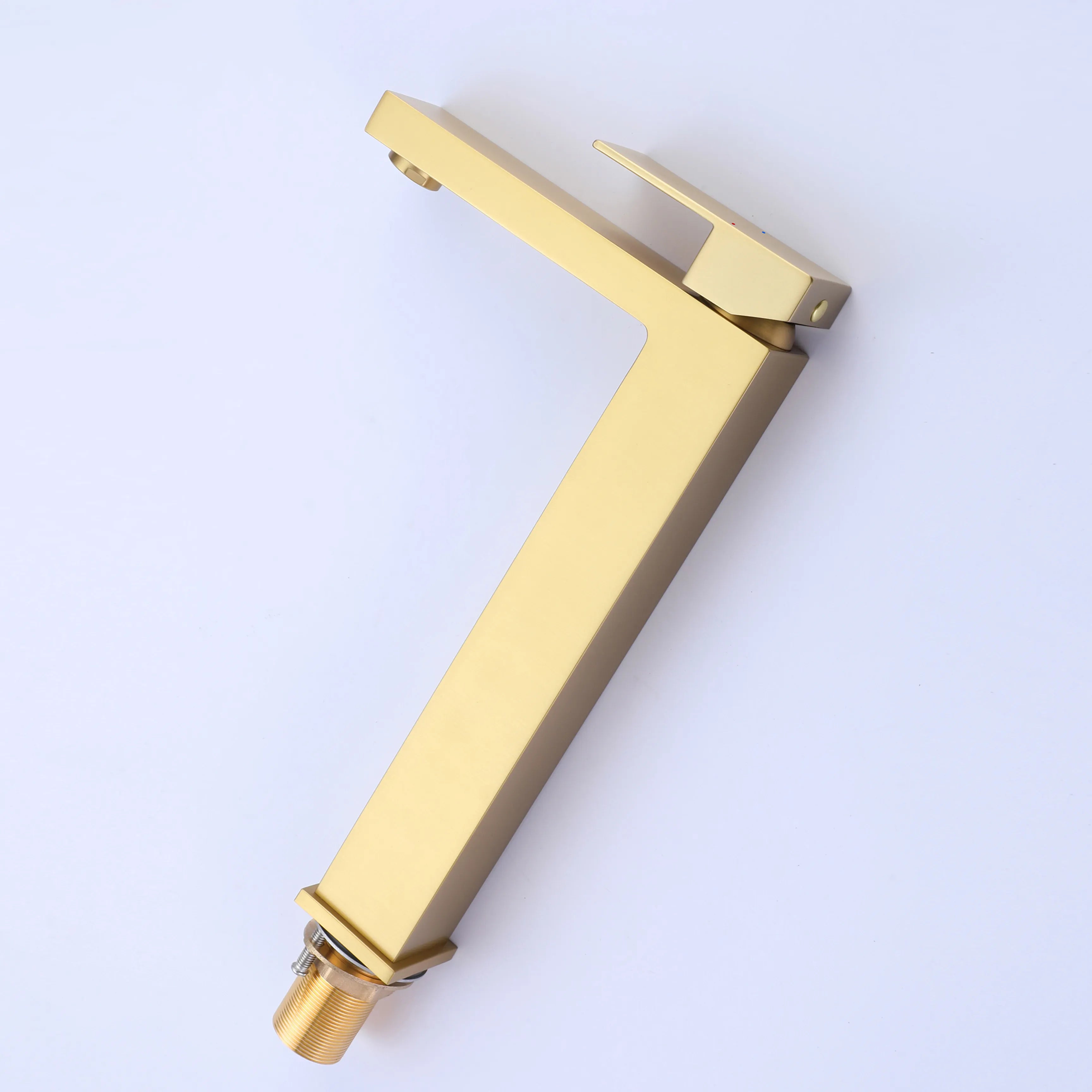 Heighten 1-Hole Single Handle Bathroom Sink Faucet (With Deck Plate) In Brushed Gold