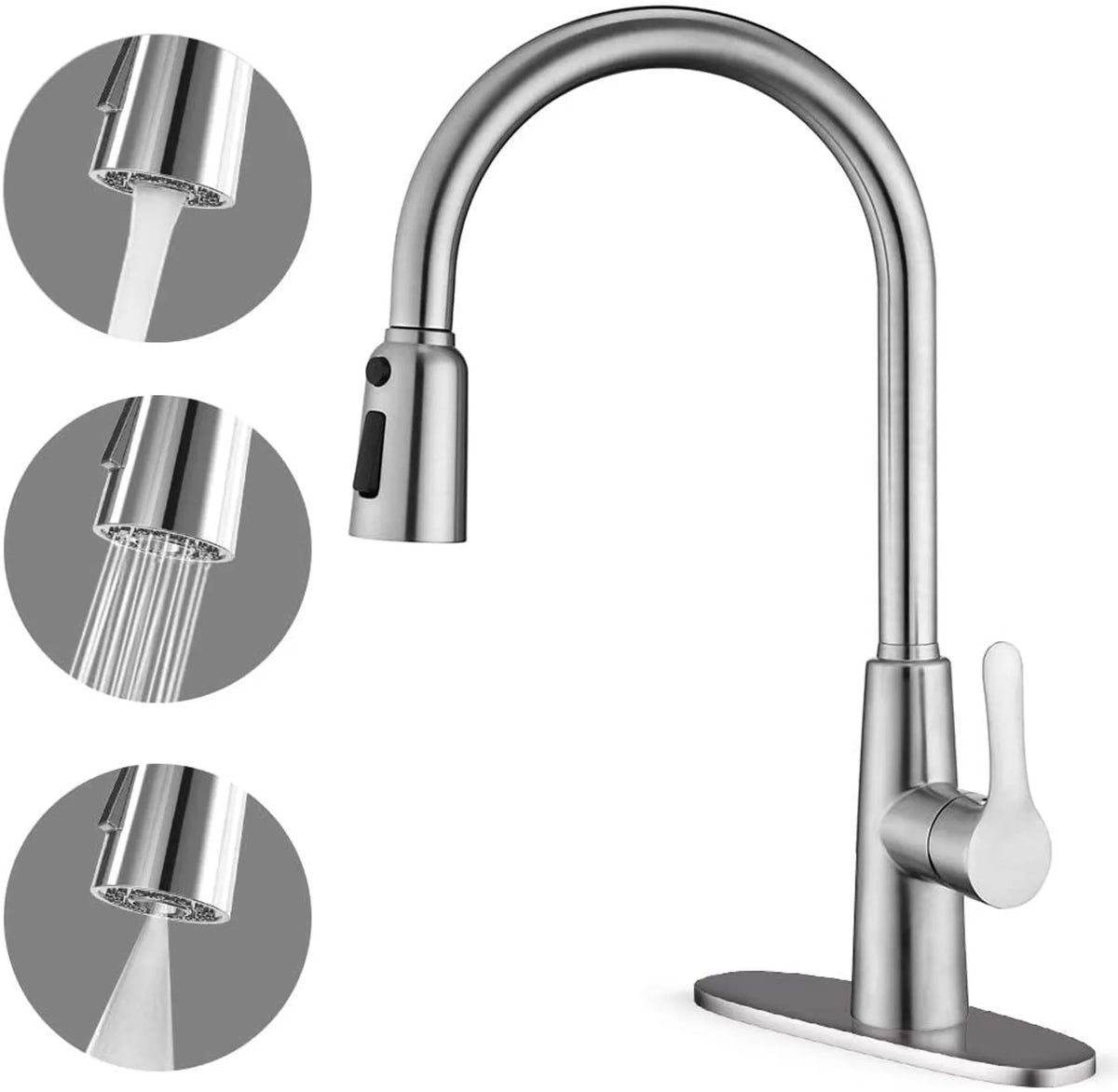 Kitchen Sink Faucet With Pull Out Sprayer In Brushed Nickel