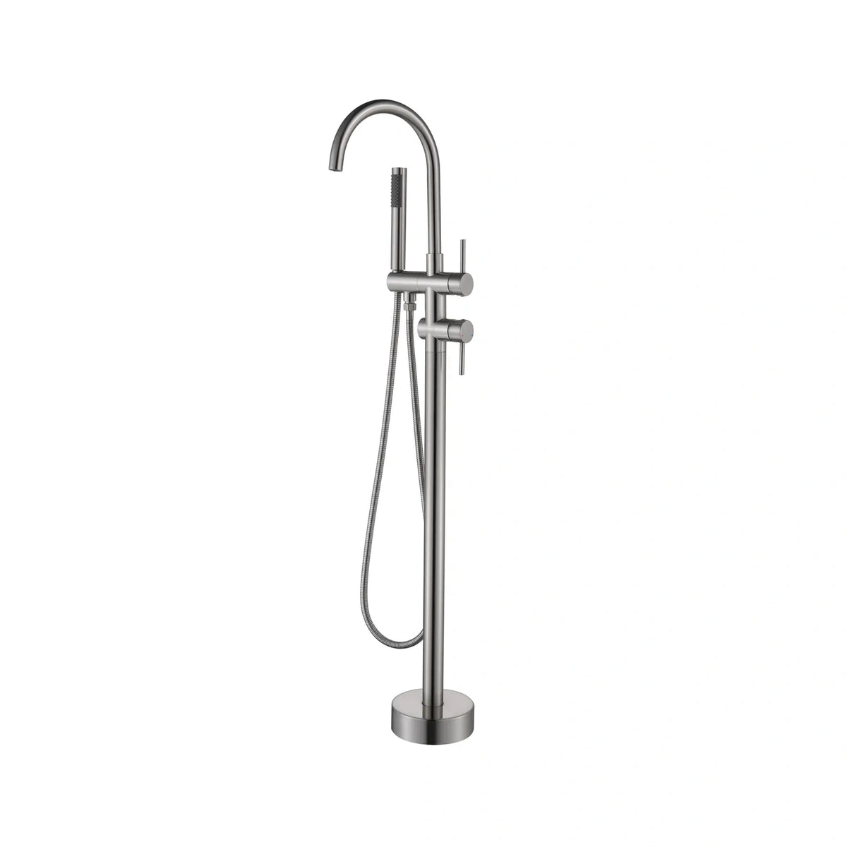 Brushed Nickel Freestanding Tub Faucet With Tub Filler And Handheld Shower Head