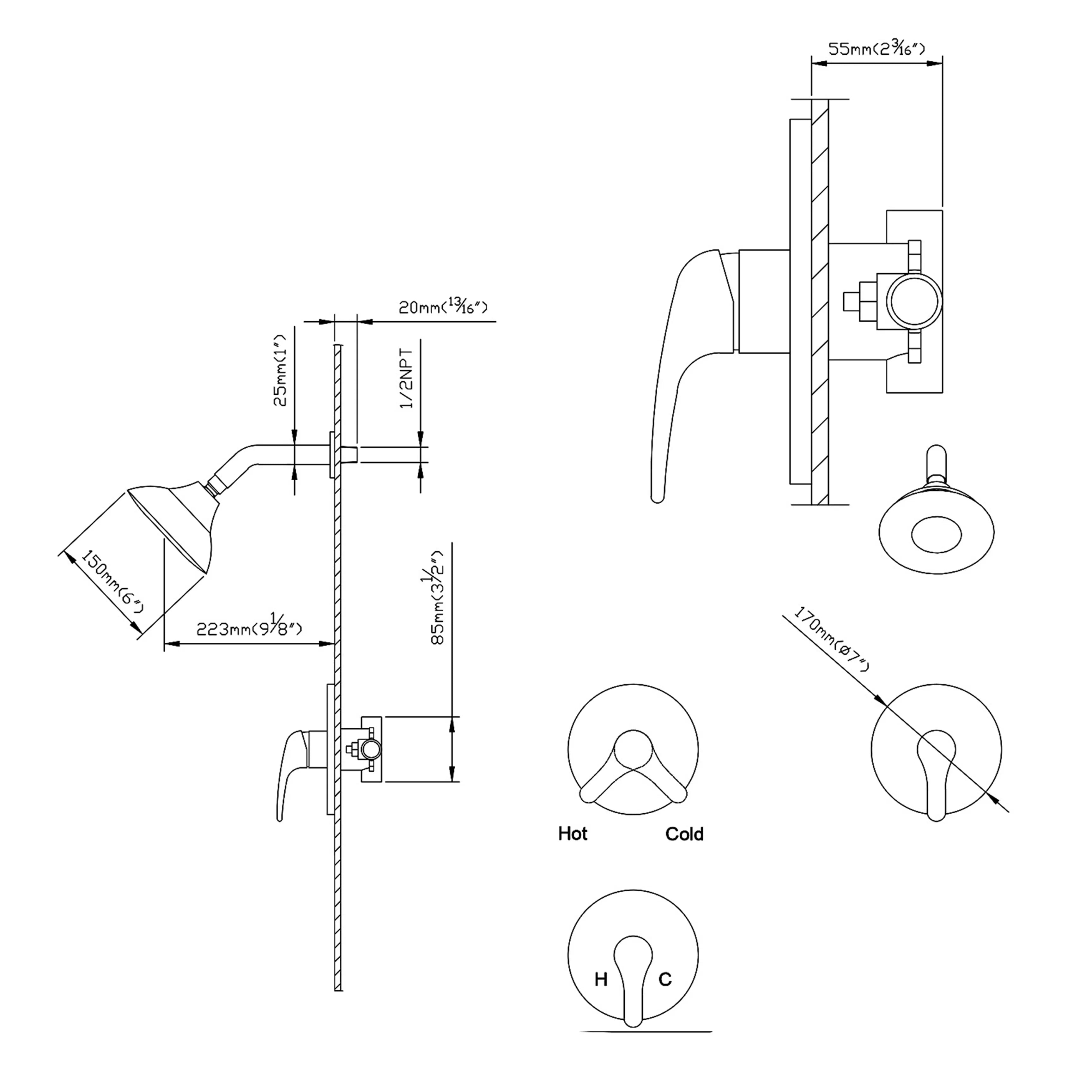 Single-Handle 2-Function Matte Black Tub And Shower Faucet Set (cUPC Certified)