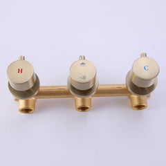 Brushed Gold Shower Set With Handheld Shower ,Rain Shower Head And Ceramic Valve