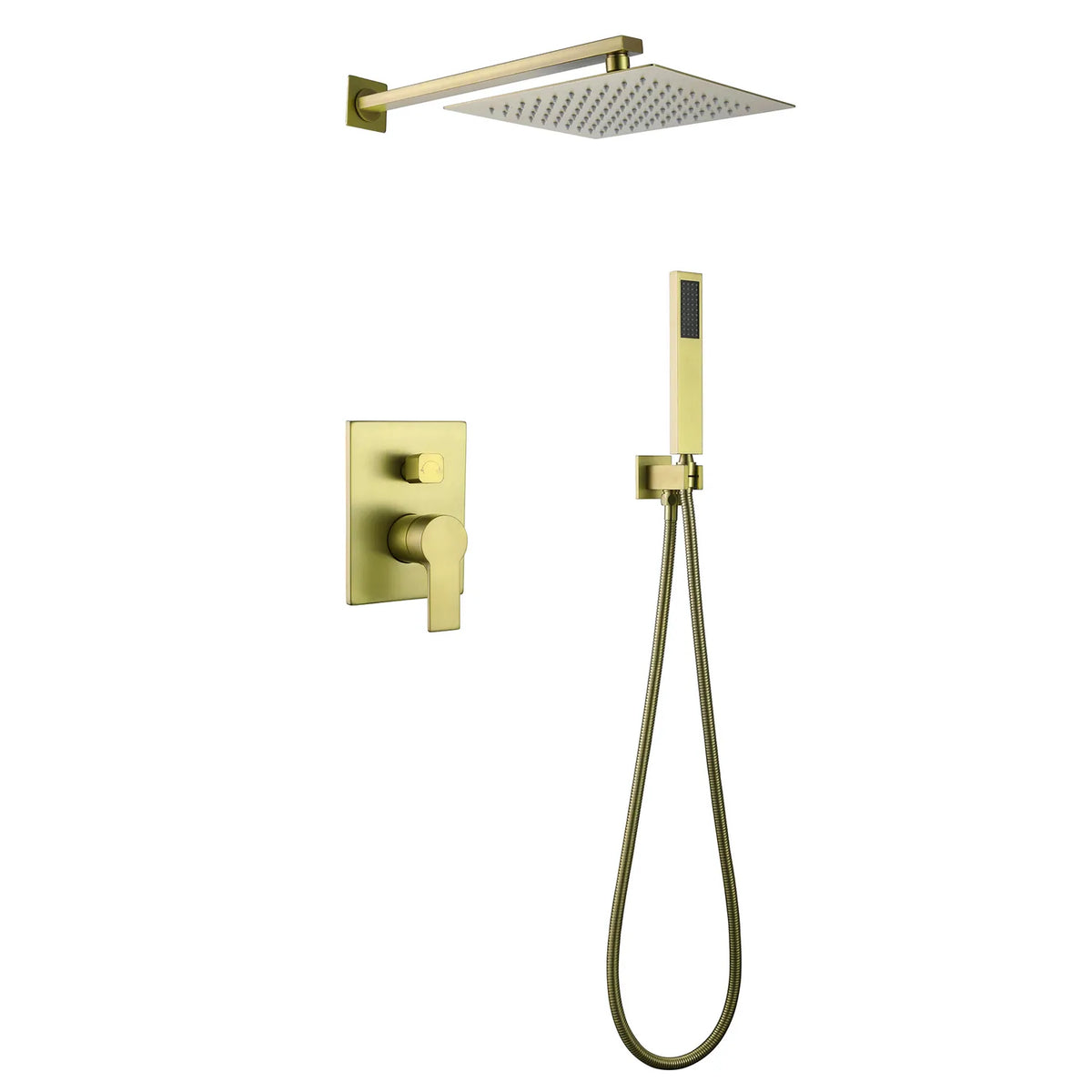 Brushed Gold 3-Function Bathroom Rain Shower System With Bathtub Tap