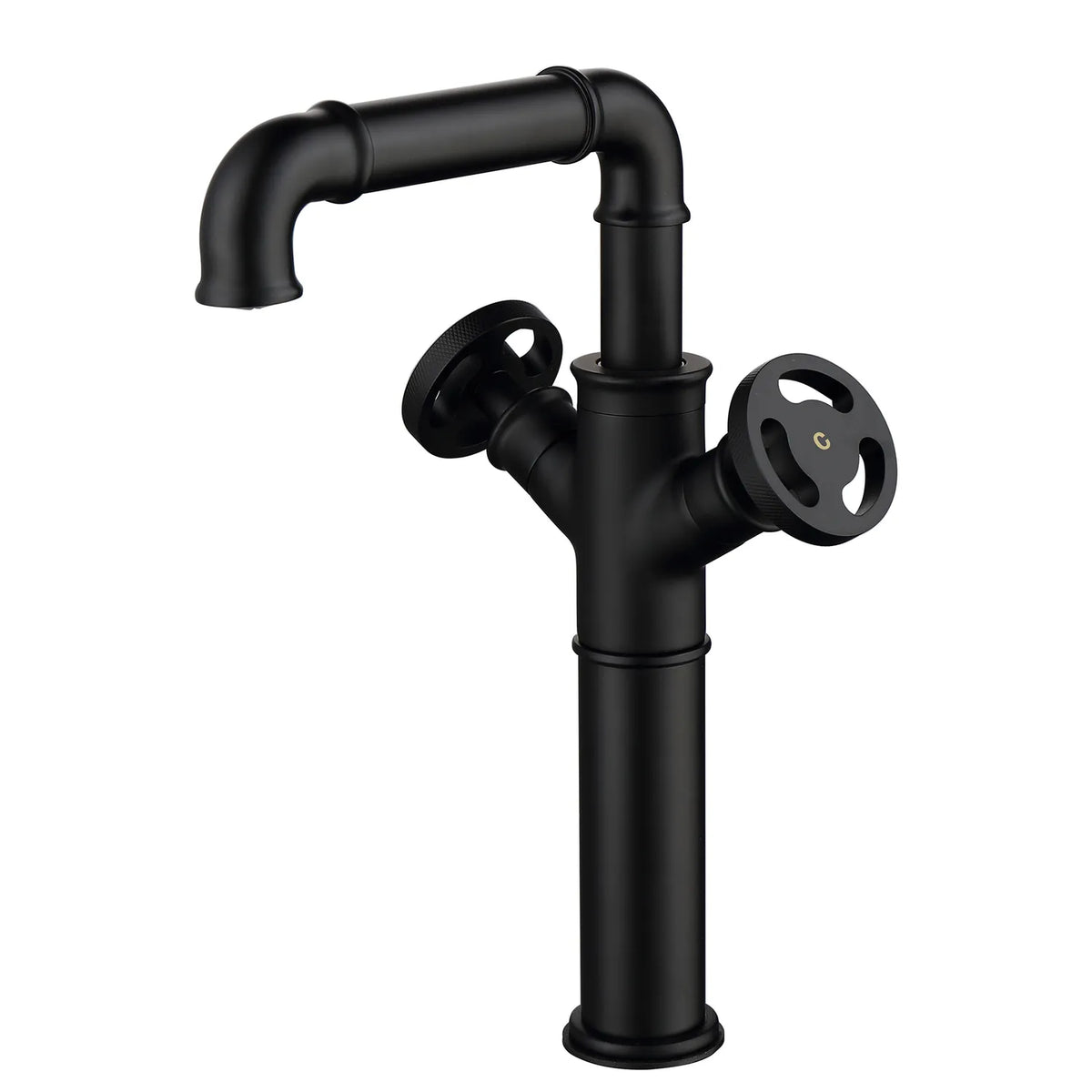 Matte Black 1 Hole 2 Handle Deck Mount Bathroom Sink Faucet With Swivel Spout