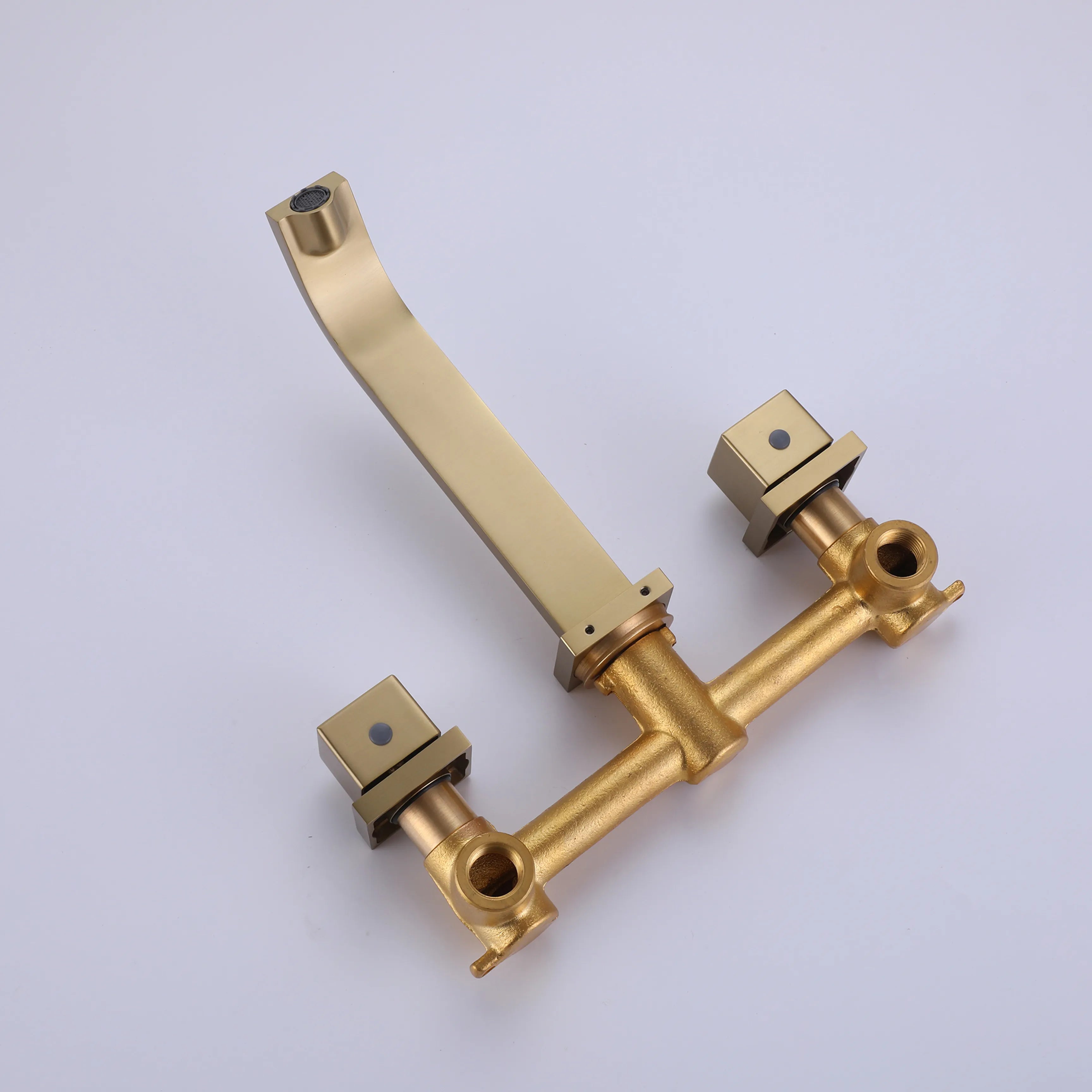 Two Handle 3-Hole Bathroom Sink Faucet In Brushed Gold