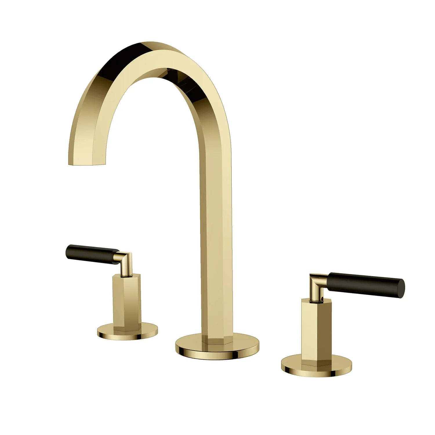 Three Holes 2-Handles Kitchen Sink Faucet In Matte Black Brushed Gold