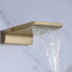 Brushed Gold Wall Mounted Waterfall Bathroom Sink Faucet