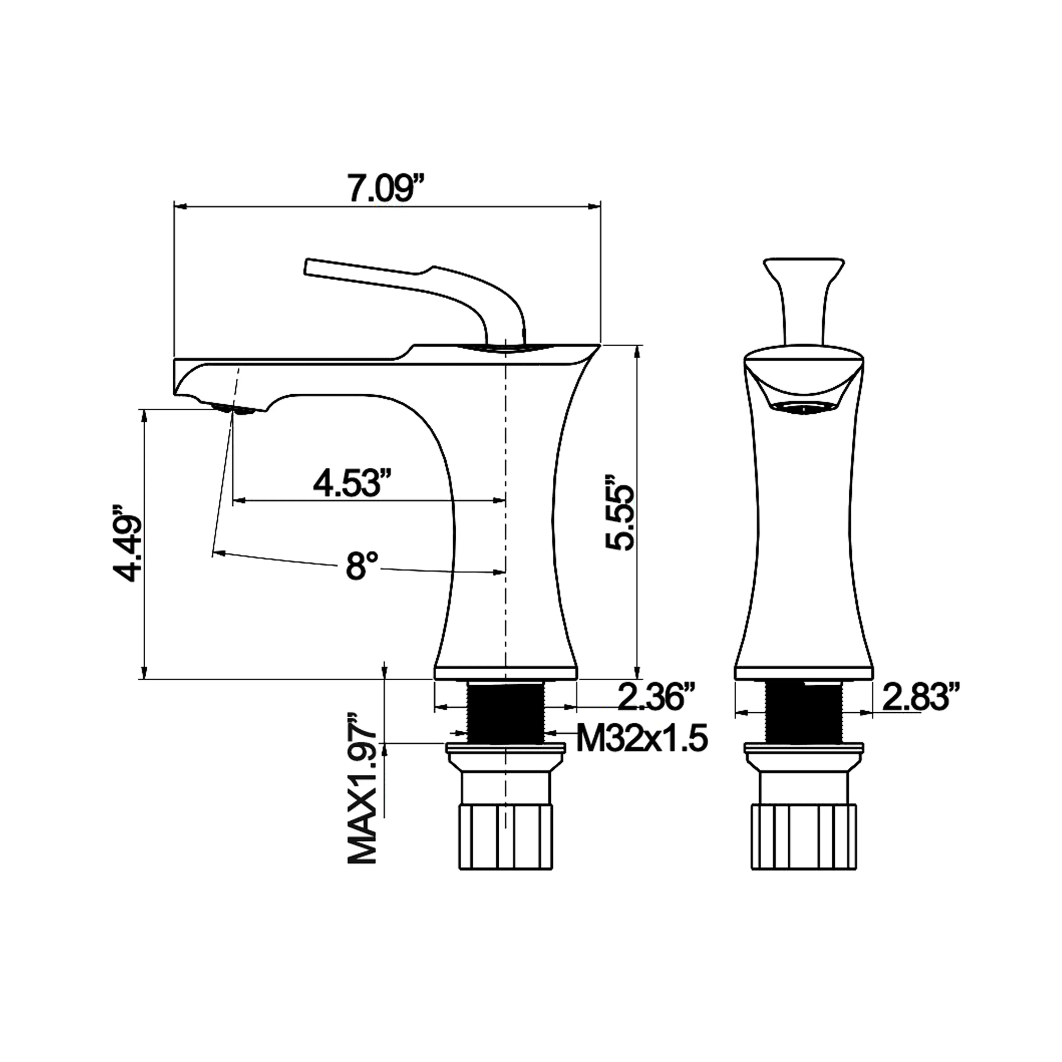 Single Handle 1-Hole Modern Bathroom Sink Faucet In Brushed Gold Matte Black