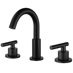 Two Handles 3-Holes Bathroom Sink Faucet In Matte Black