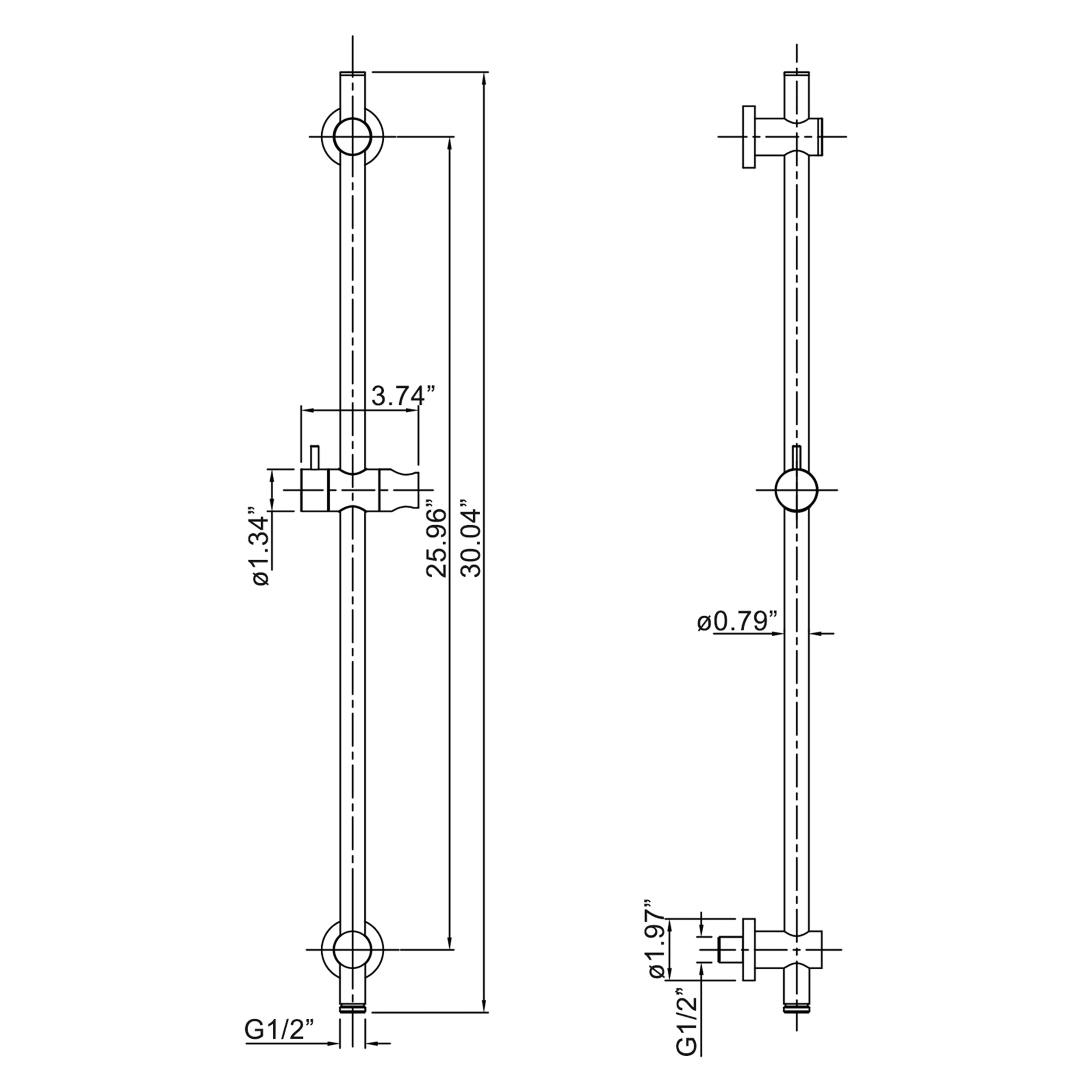 Wall Mount Matte Black Shower Faucet, Handheld Shower Head With Slide Bar Valve Not Included