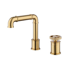 Deck Mount 2-Hole Bathroom Faucet In Brushed Gold