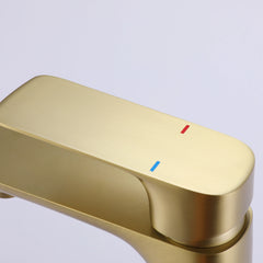 1-Hole Single Handle Bathroom Sink Faucet (With Deck Plate) In Brushed Gold