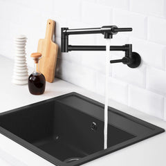 Pot Filler Faucet Kitchen Sink Faucet Folding Stretchable In Brushed Nickel Matte Black