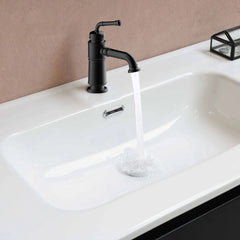 Matte Black Industrial Style Bathroom Sink Faucet With 1-Hole Single Handle