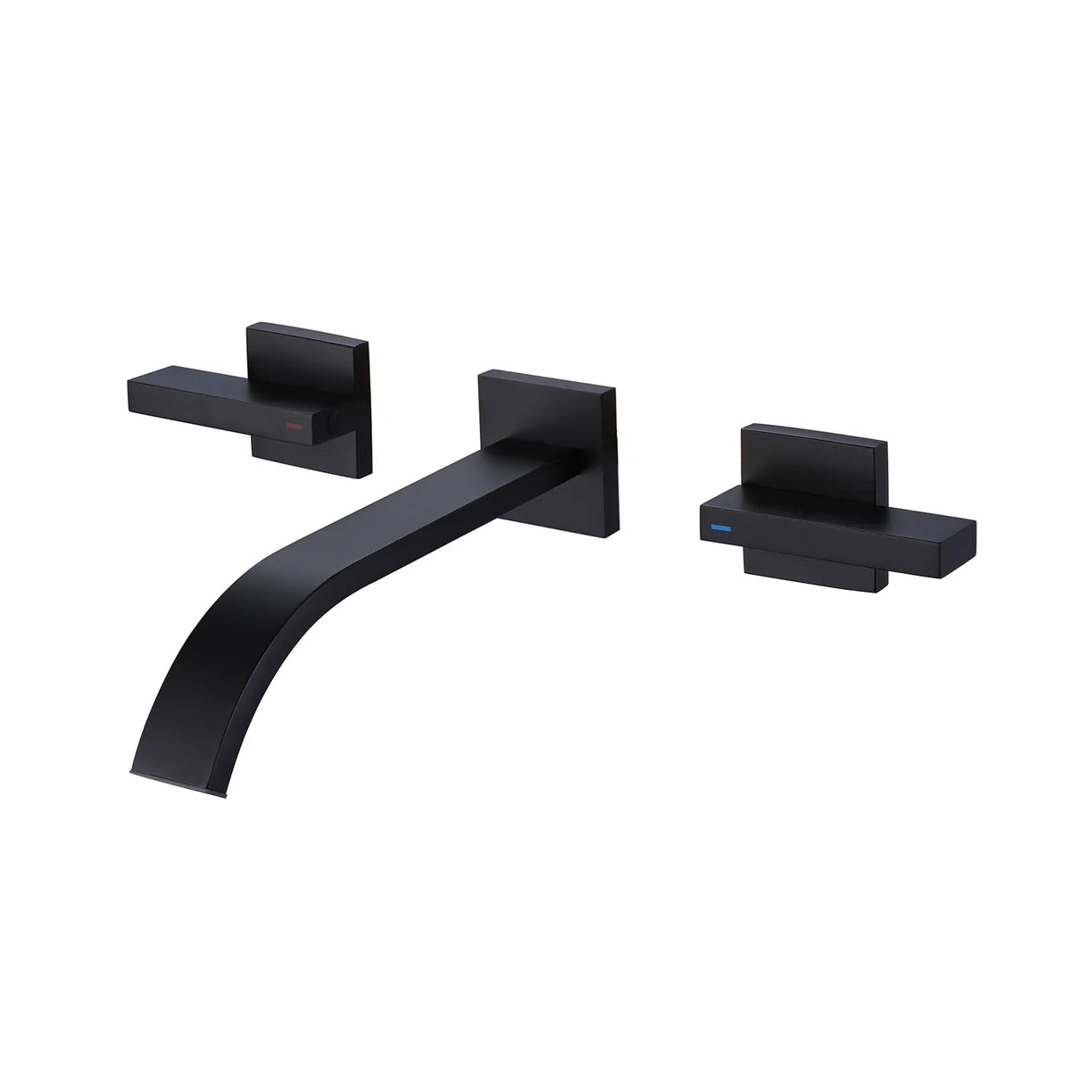 Two Handle 3-Hole Wall Mounted Bathroom Sink Faucet In Matte Black