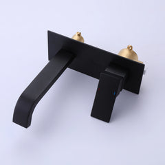 Single Handle Wall Mount Bathroom Faucet In Matte Black (With Deck Plate)