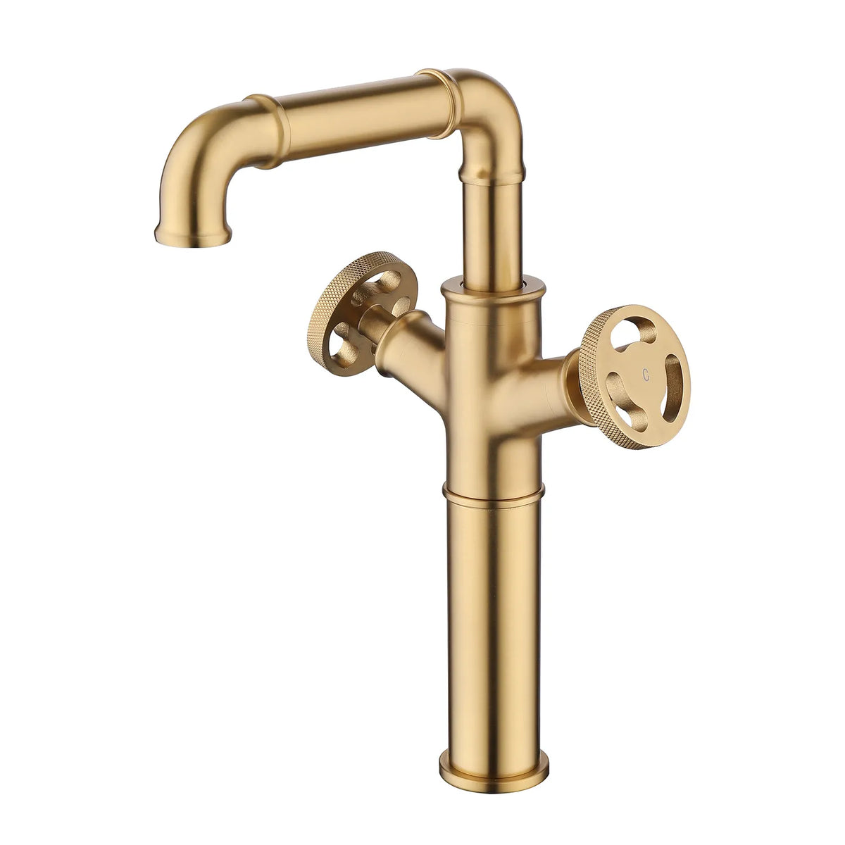 Deck Mount 2-Handle Bathroom Faucet In Brushed Gold