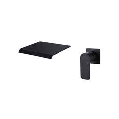 Matte Black Wall Mounted Waterfall  Brass Bathroom Sink Faucet