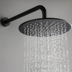 Matte Black Round 2-Functions Wall Mounted Rainfall Shower System