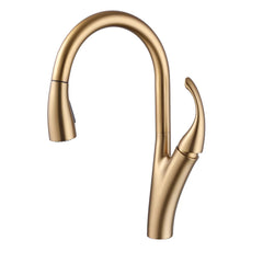 Single Hole Pull Down Kitchen Sink Faucet In Brushed Gold