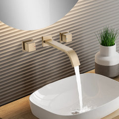 Two Handle 3-Hole Bathroom Sink Faucet In Brushed Gold