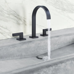 Matte Black Two-Handle 3 Hole Bathroom Sink Faucet