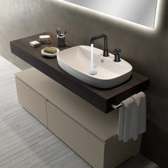 Double Hole 1-Handle Bathroom Sink Faucet In Matte Black