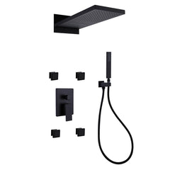 Matte Black 3 Function Wall Mount Bathroom Shower System With Body Jets