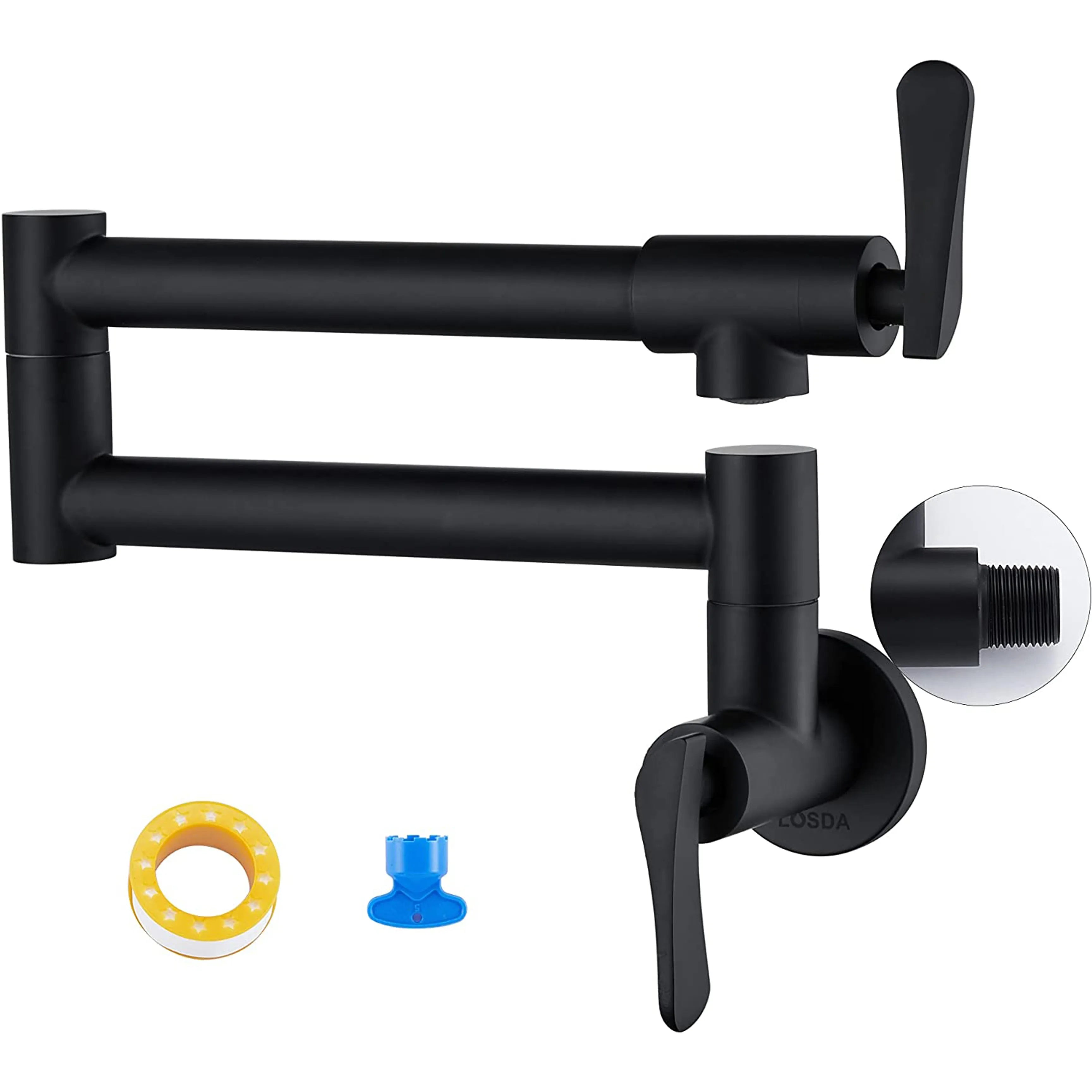 Pot Filler Faucet Kitchen Sink Faucet Folding Stretchable In Brushed Nickel Matte Black