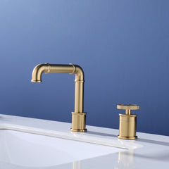 Deck Mount 2-Hole Bathroom Faucet In Brushed Gold