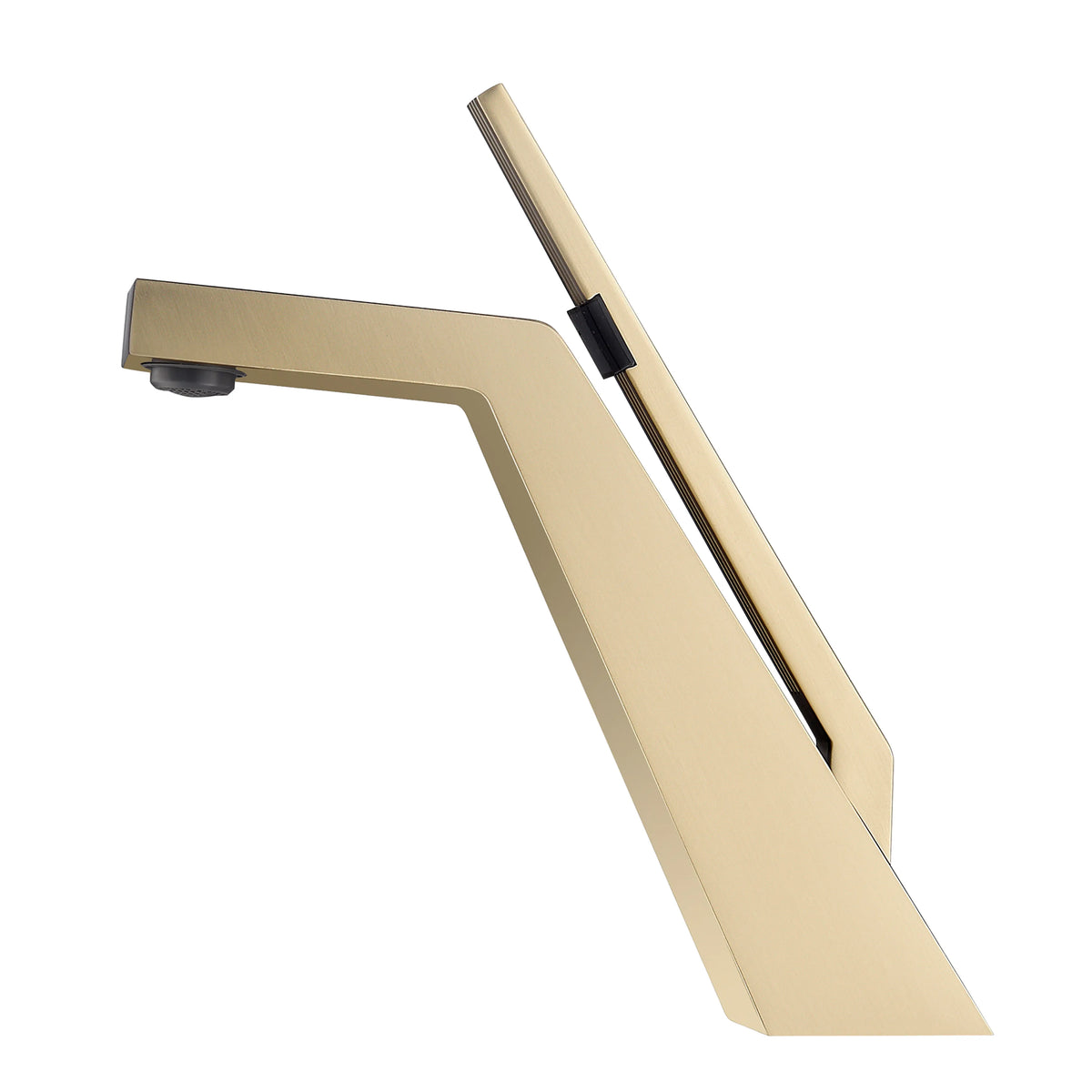 Deck Mount Single Handle Bathroom Faucet In Matte Black Brushed Gold