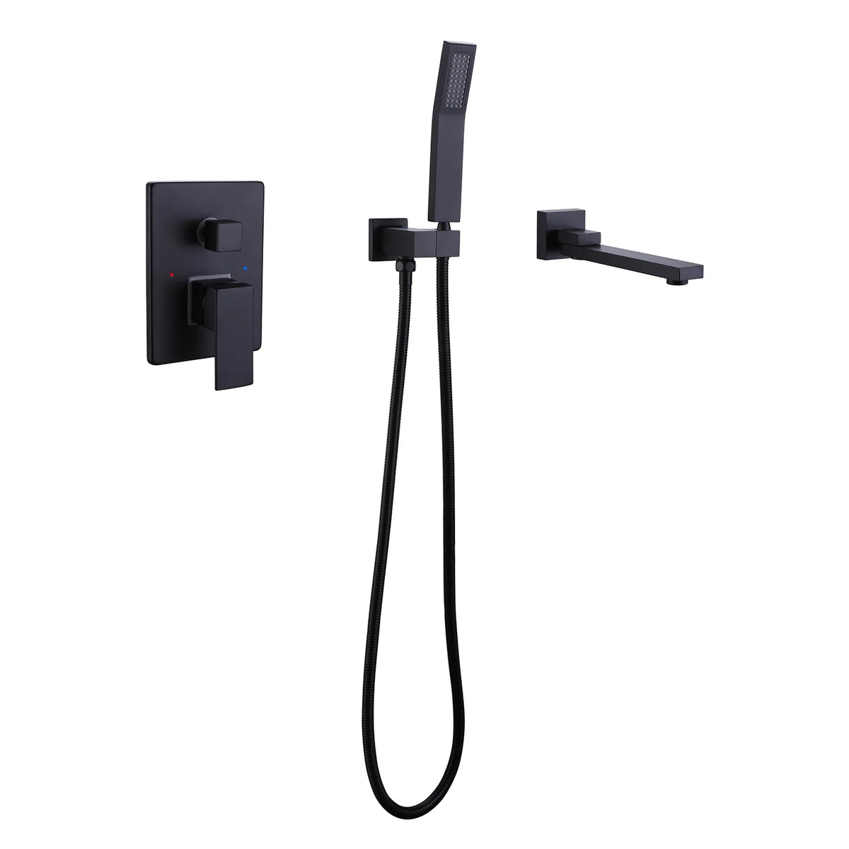 Matte Black Brushed Gold Wall Mounted Bathtub Faucet Tub Filler with Hand Shower And Tub Spout