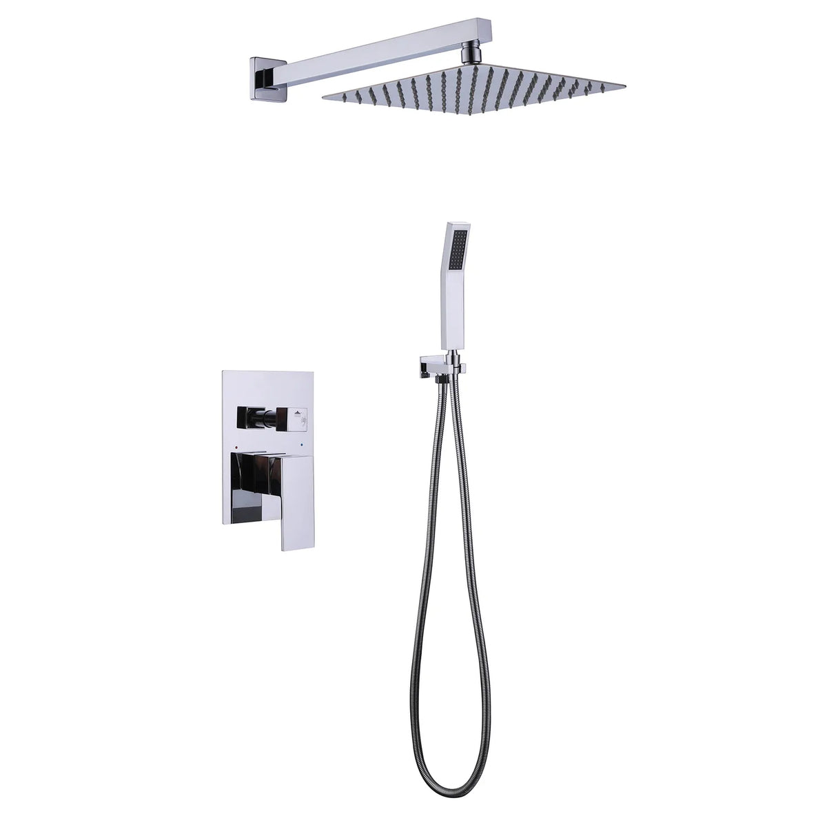 Polished Chrome Pressure Balanced Shower System With 10" Rain Shower Head And Handheld Shower Head