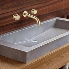 Three Holes 2-Handles Bathroom Sink Faucet In Brushed Gold