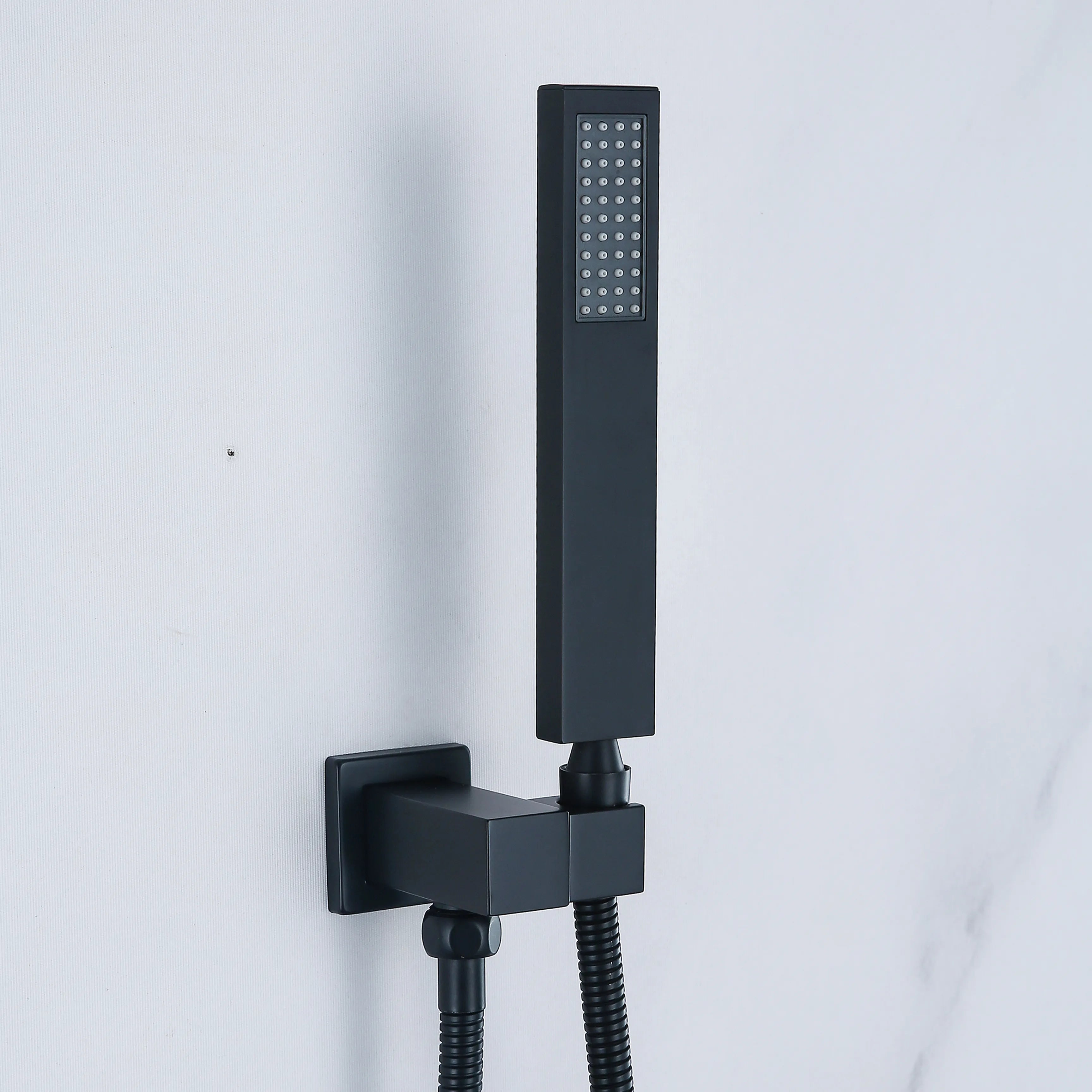 Matte Black Thermostatic Shower System With Rain Shower Head And Handheld Shower Head