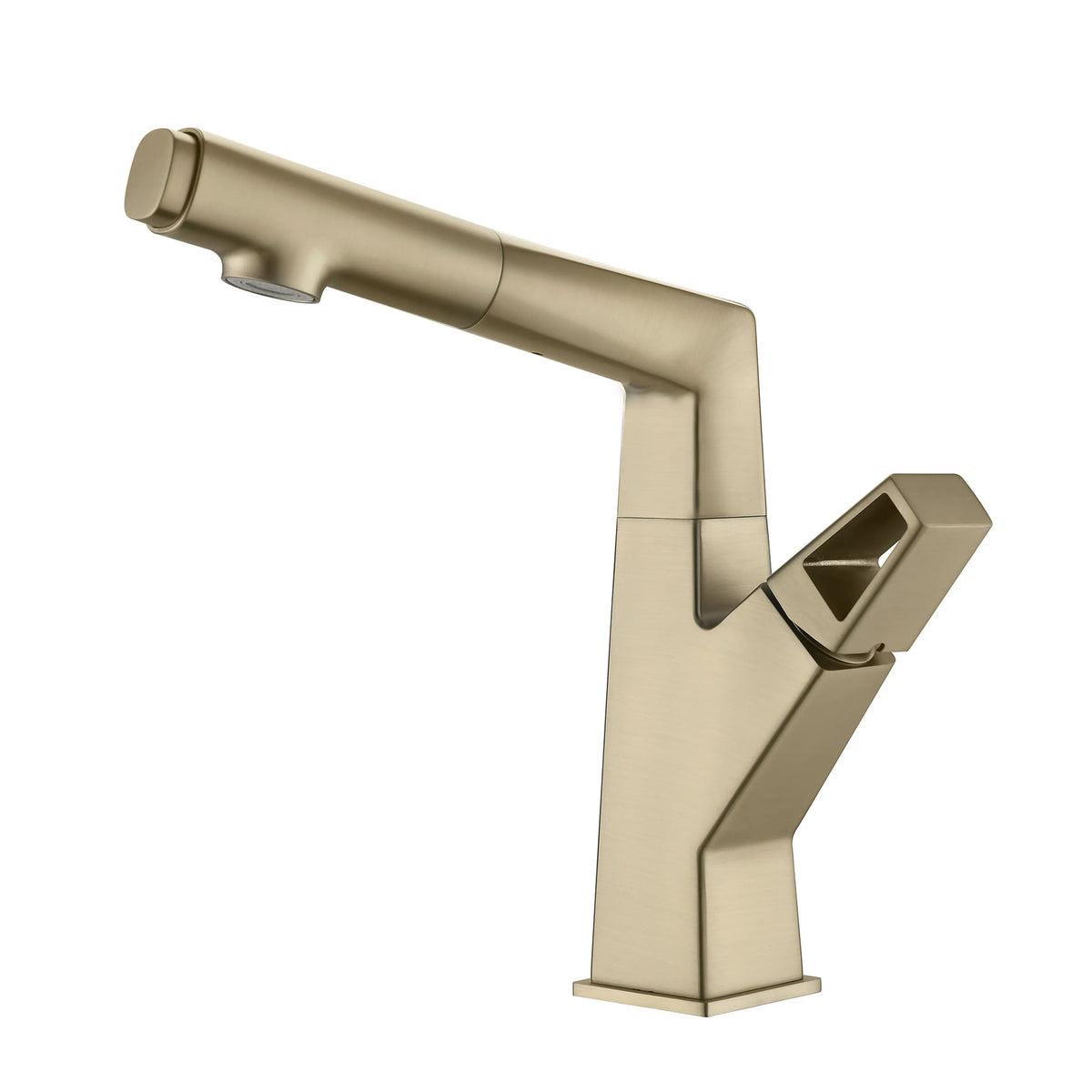 Deck Mount Single Handle Bathroom Faucet In Matte Black Brushed Gold