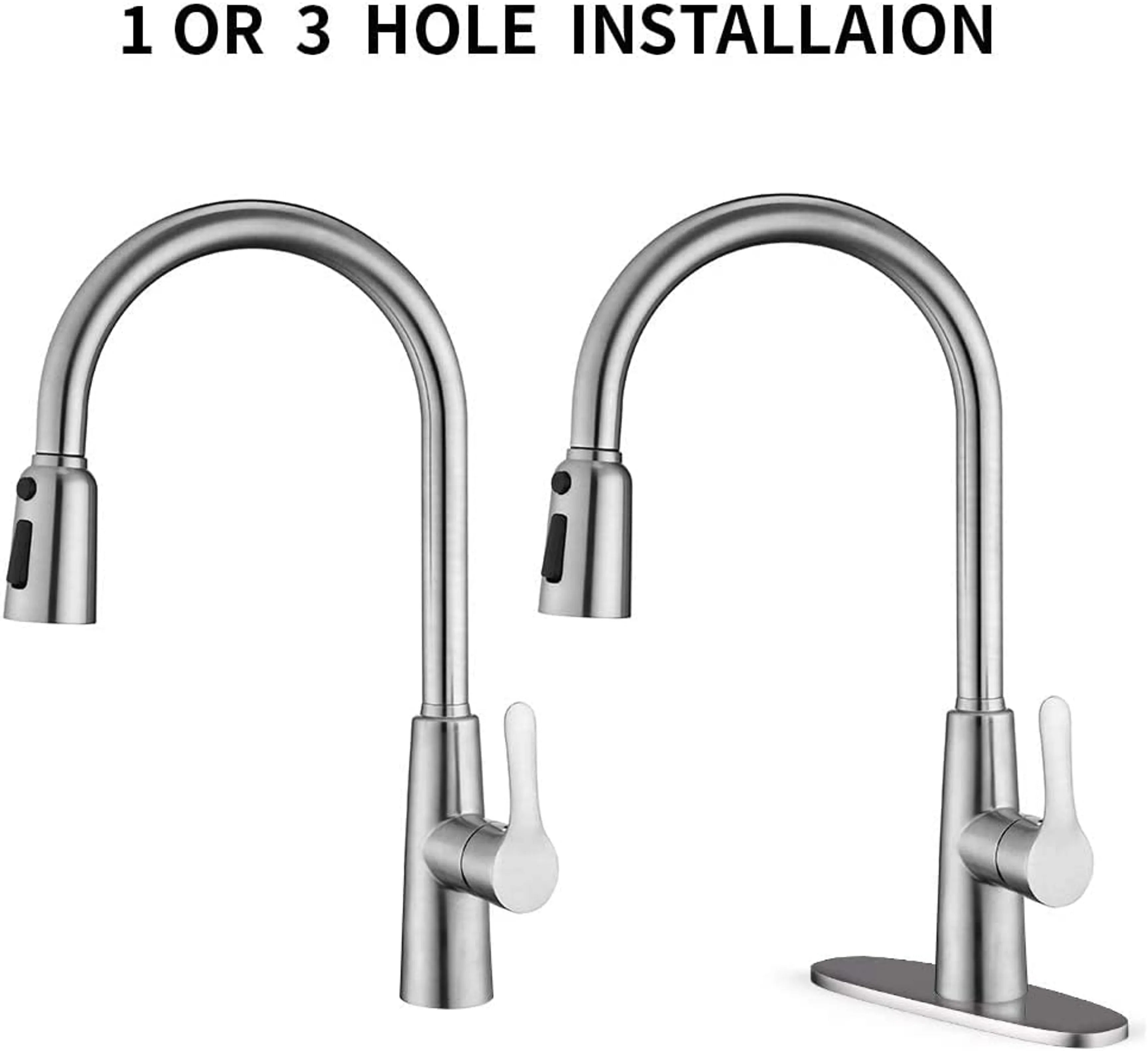 Kitchen Sink Faucet With Pull Out Sprayer In Brushed Nickel