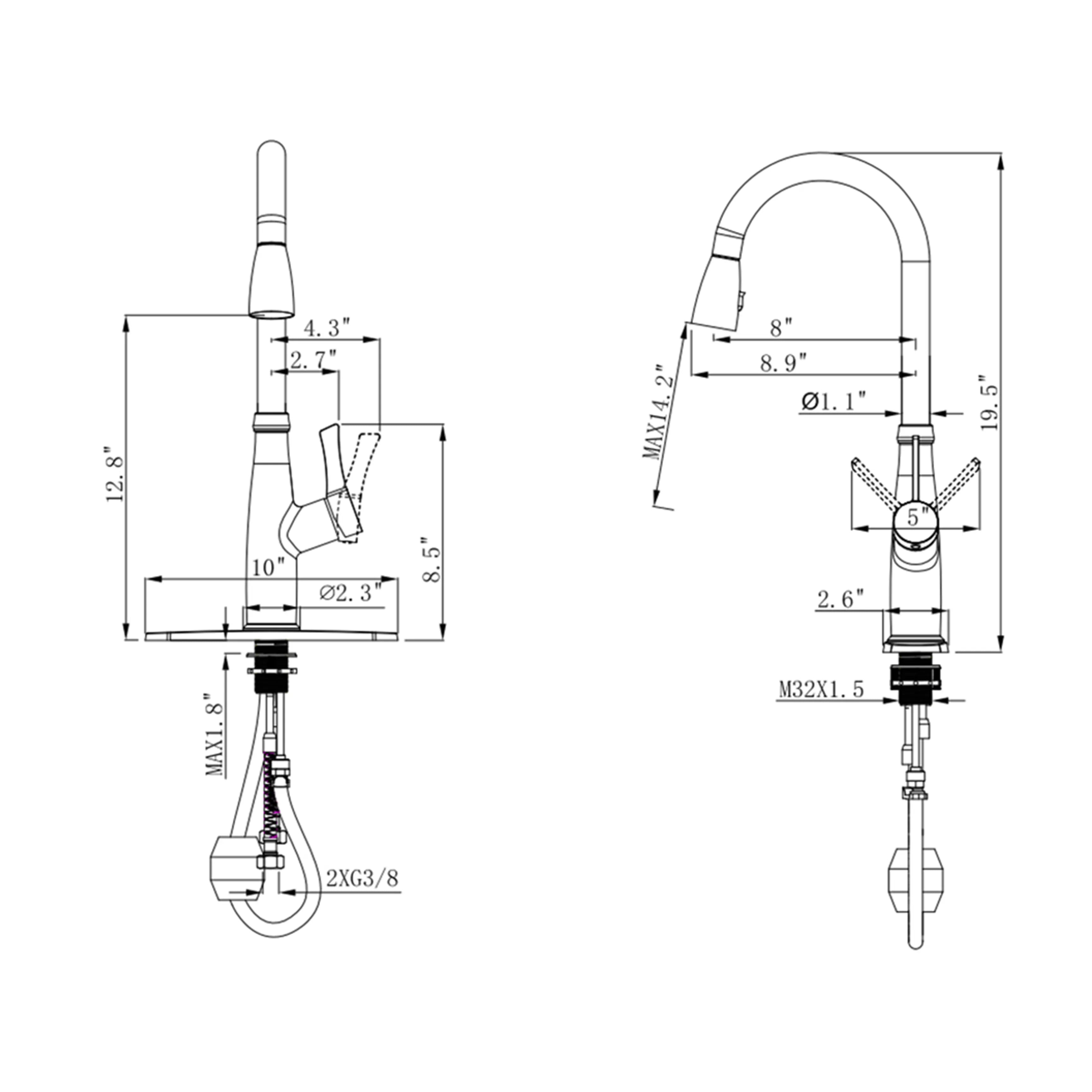 Pull-Down Kitchen Faucet In Brushed Nickel