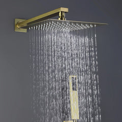 Brushed Gold Shower Set With Rain Shower Head, Handheld Shower Head And Pressure Balance Valve