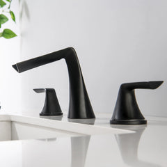 Matte Black Two Handle Waterfall Widespread Bathroom Sink Faucet