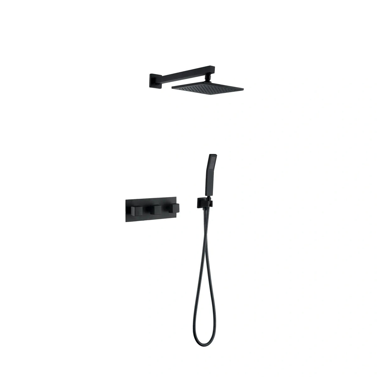 Matte Black Two-Function Wall Mount Shower System With Handheld Shower Head