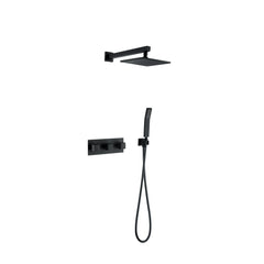 Matte Black Two-Function Wall Mount Shower System With Handheld Shower Head