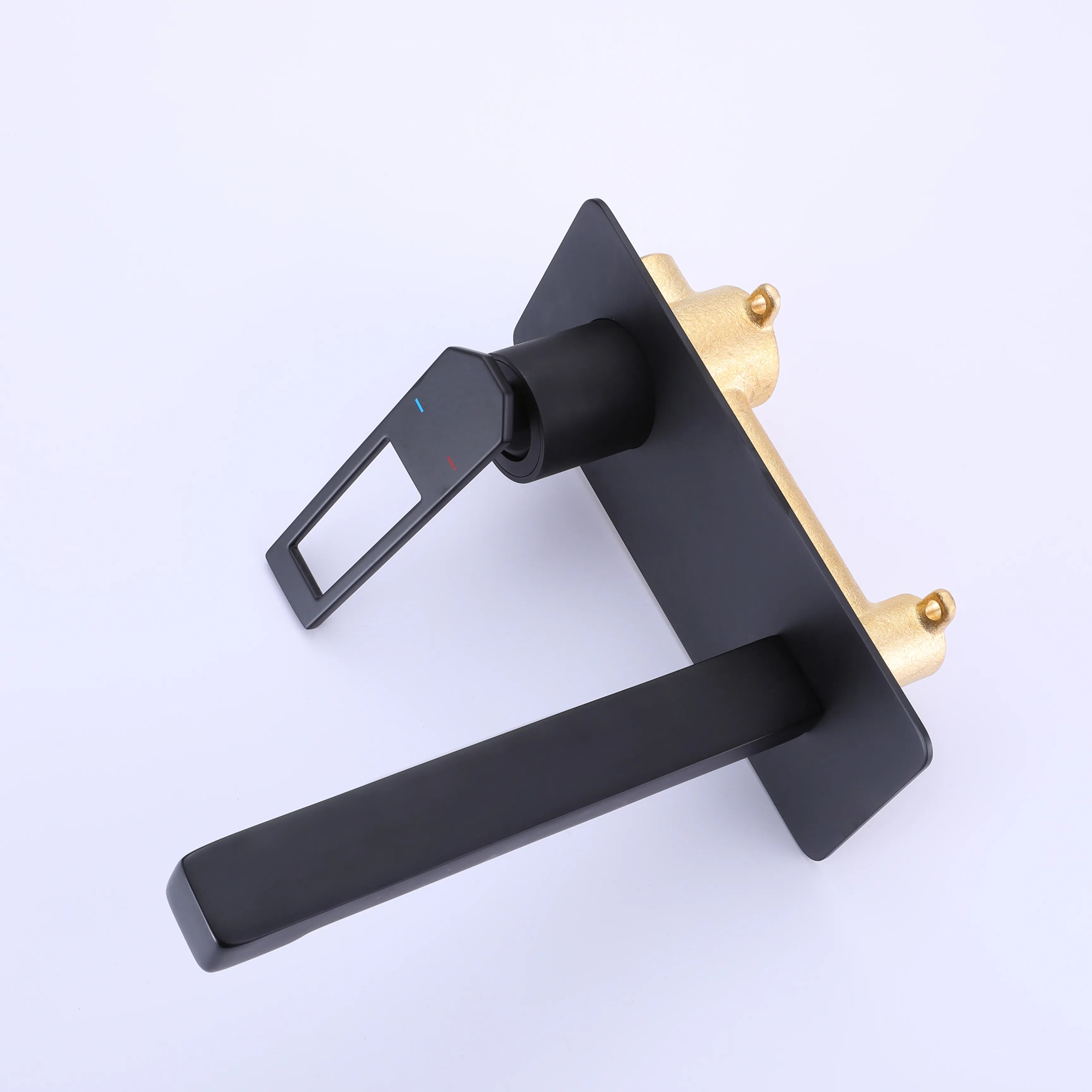 Wall Mount Single Handle 2 Holes Matte Black Bathroom Sink Faucet