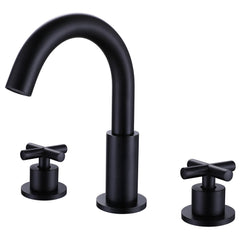 Two Handles 3-Holes Bathroom Sink Faucet In Matte Black