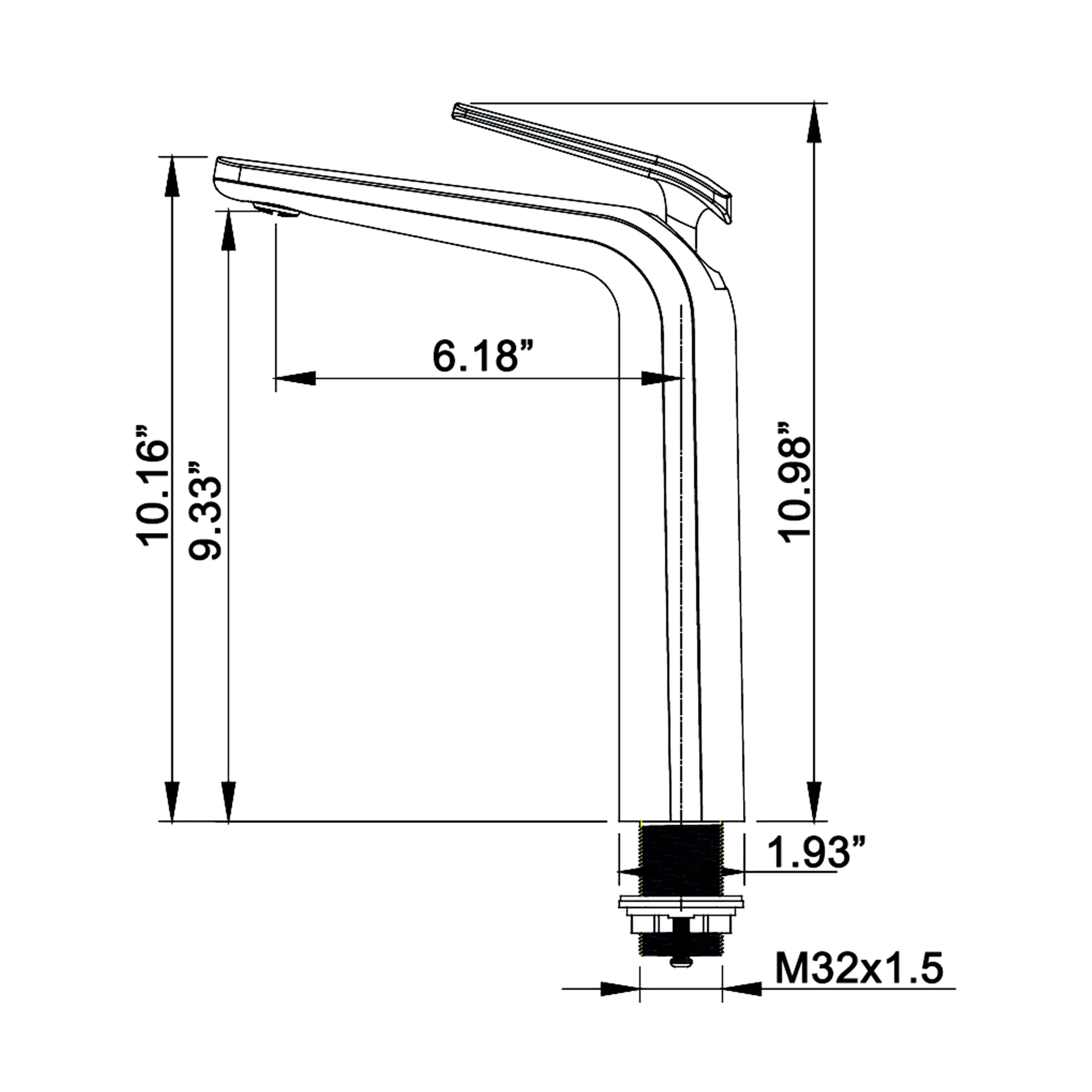 Single Handle 1-Hole Tall Bathroom Sink Faucet In Brushed Gold Matte Black