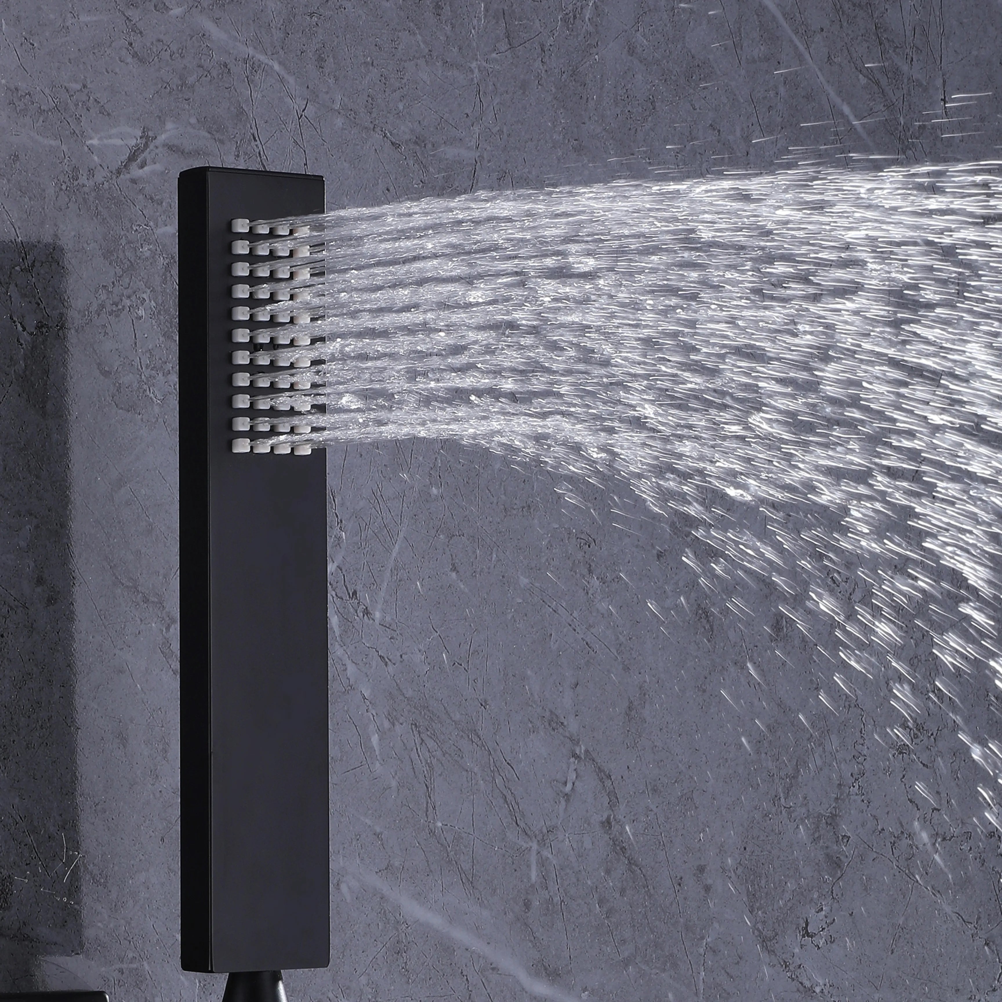 Matte Black 3-Function Shower System with Mixer Thermostatic Valve, Rain Shower Head, Hand Shower And 3 Body Jets