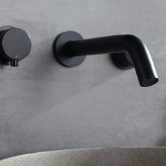 Round 2-Hand Wall Mount Bathroom Faucet In Matte Black