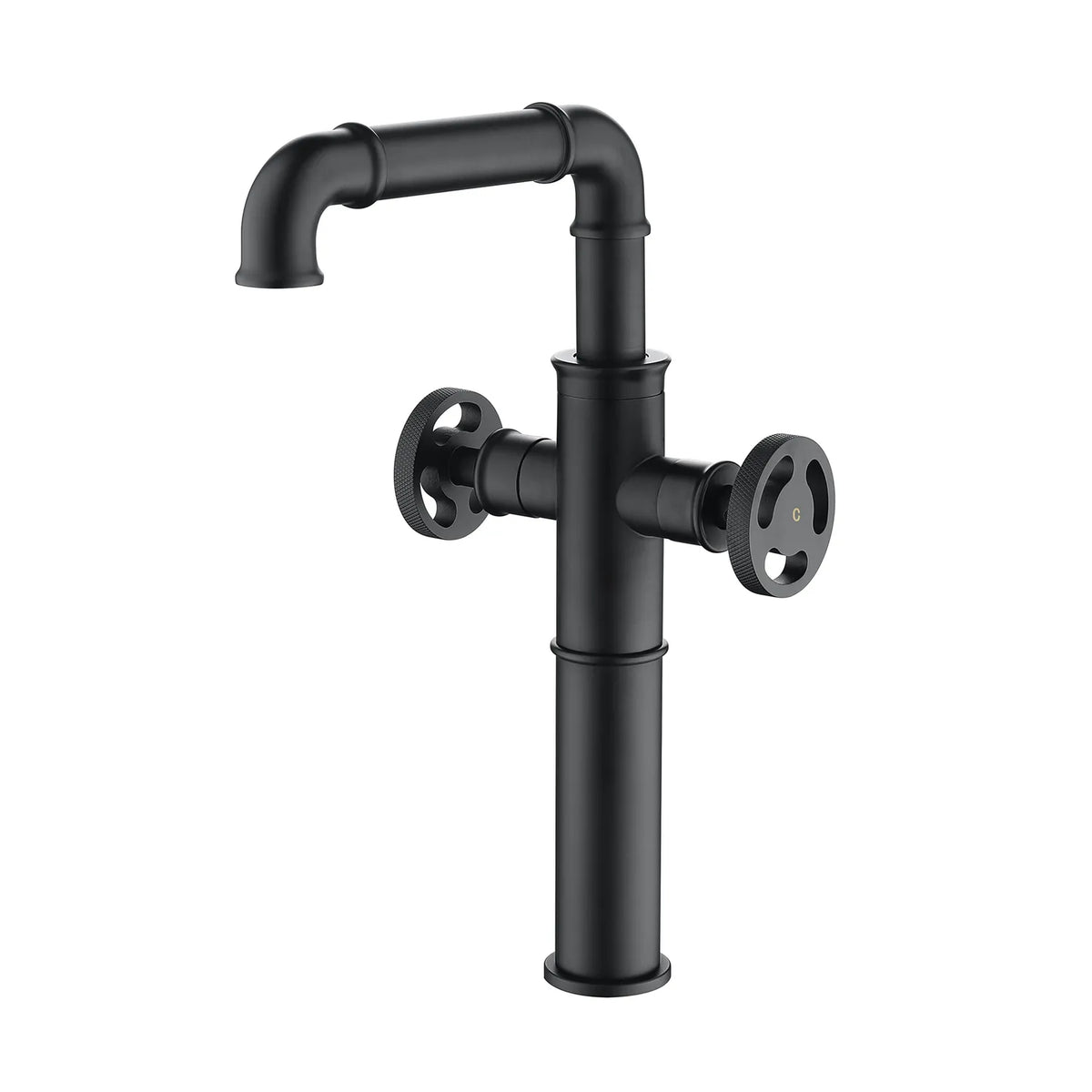 Matte Black 1 Hole 2 Handle Bathroom Sink Faucet With 360 Swivel Spout