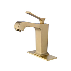 Brushed Gold Matte Black Single Handle 1-Hole Bathroom Sink Faucet With 59" Deck Plate