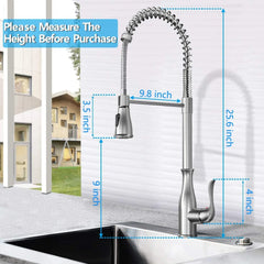 Pull Down High Arc Kitchen Faucet In Brushed Nickel