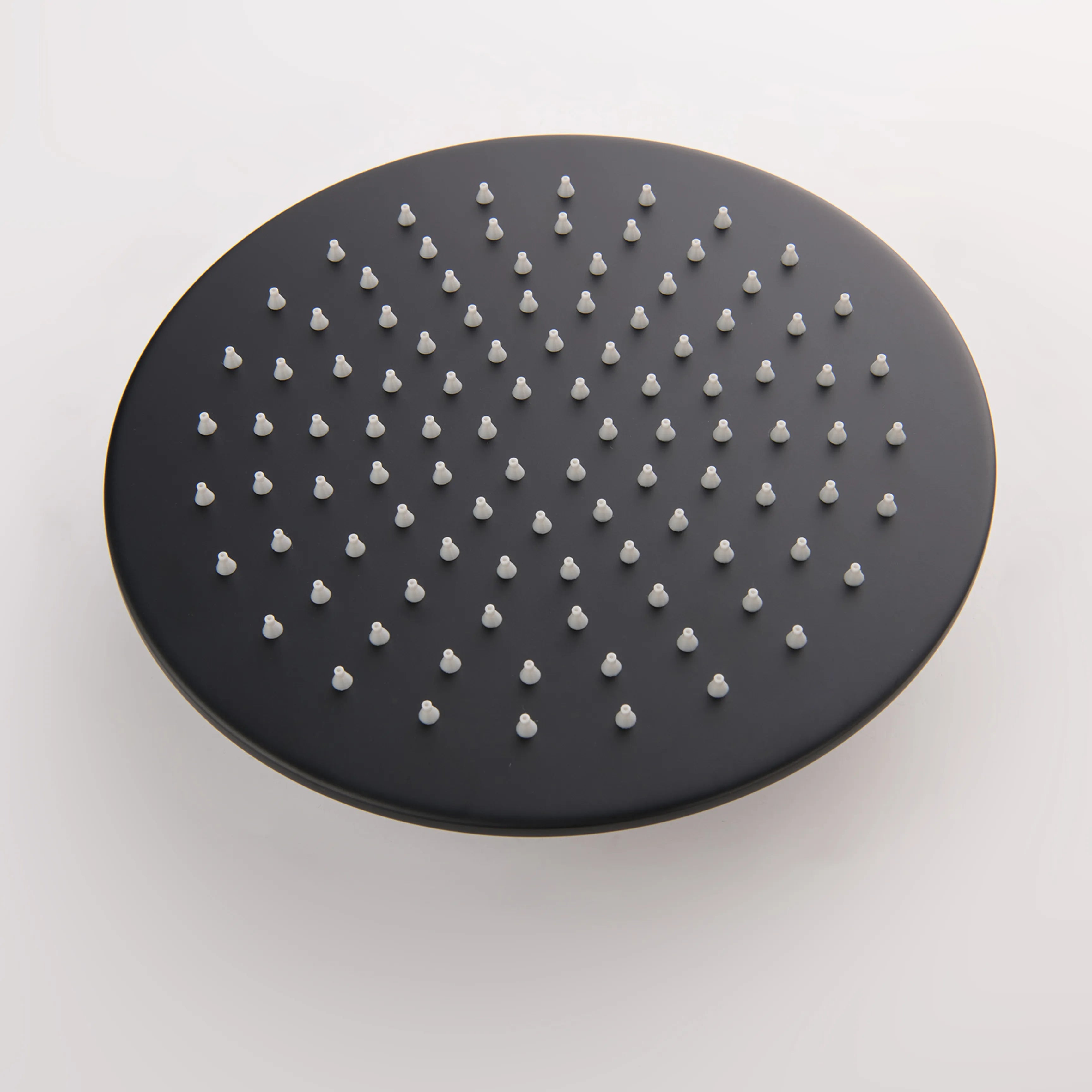 Matte Black Round 2-Functions Wall Mounted Rainfall Shower System